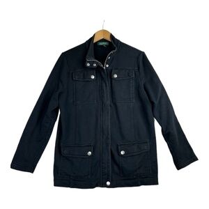 Lauren Ralph Lauren Women's Black Button Up Utility Jacket Size 1X